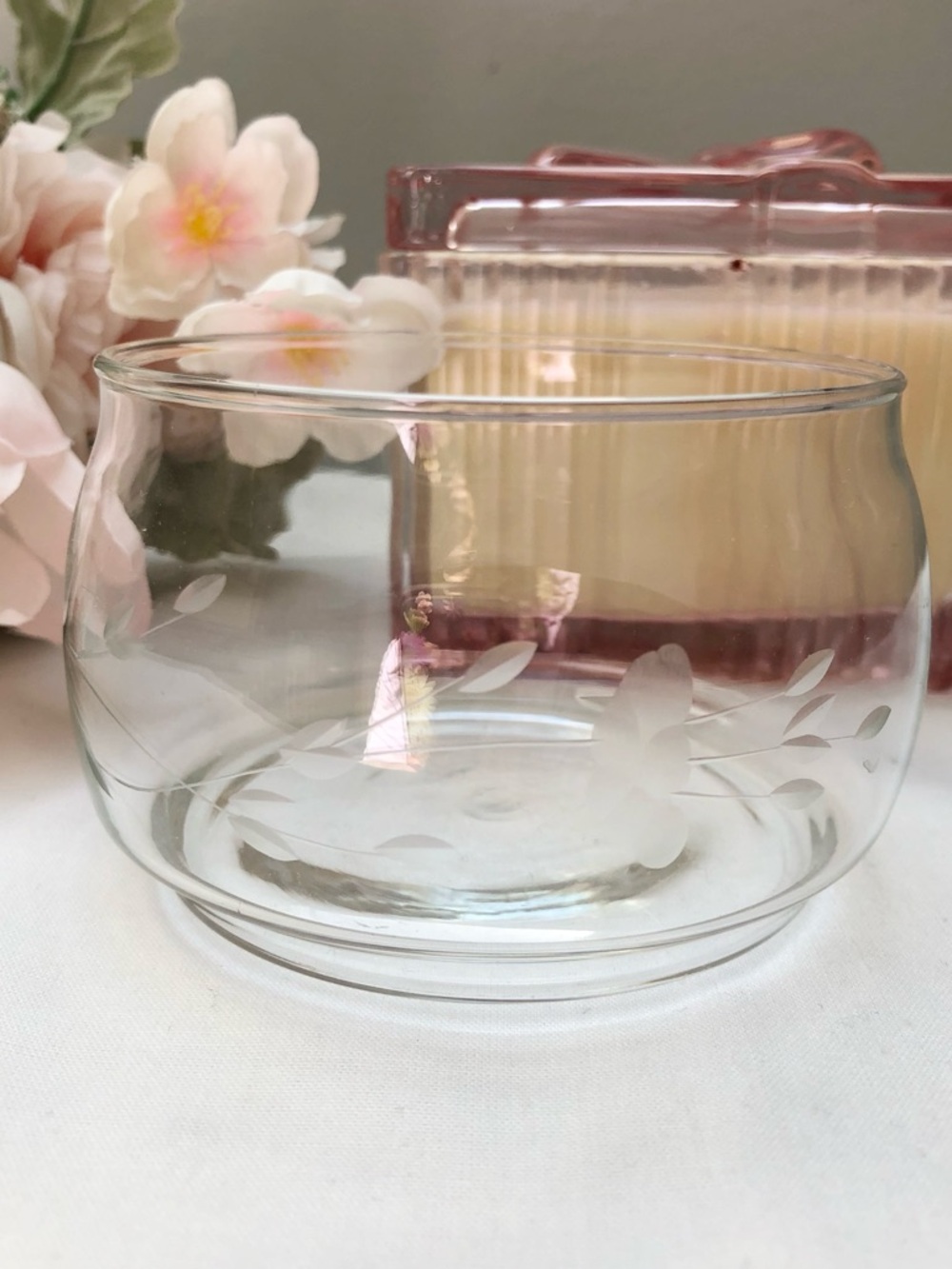 Vintage Delicate Floral Etched Small Bowl